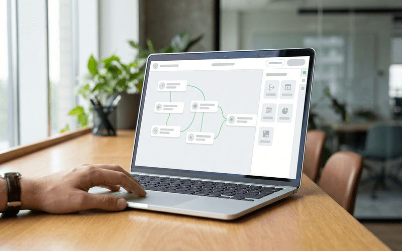 Drag-and-drop flow builder for a recruiting funnel